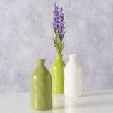 Wazon domowy Boltze mylanadia z porcelany 6,7 x 15 cm w 3 wersjach w kolorze biało-limonkowo-zielonym