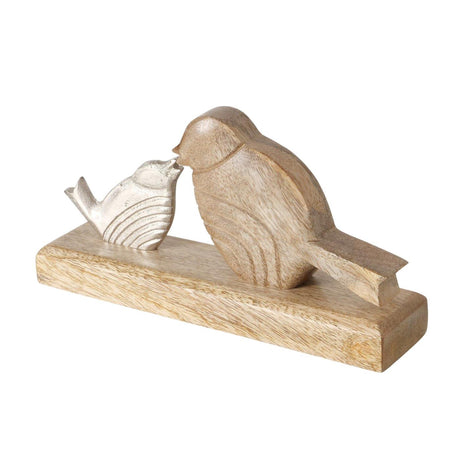 Domowa rzeźba ptaka Boltze z młodym metalowym drewnem 23x5x12cm