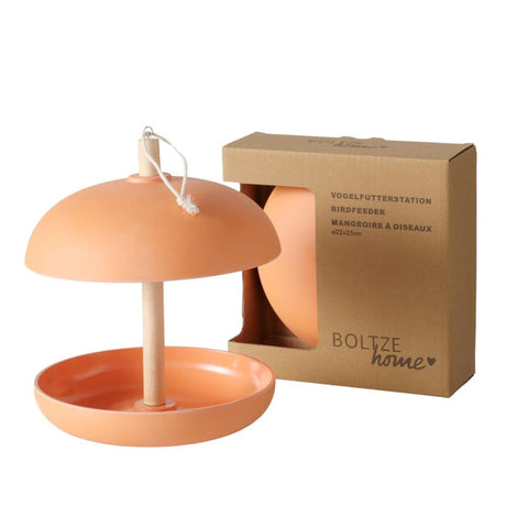 Domowy karmnik dla ptaków Boltze Giardino śr.21x29cm 200ml bambus, żywica poliestrowa i juta pomarańczowy