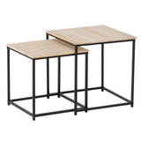 Stolik boczny Boltze Home Boras 2-częściowy, żelazo i drewno sosnowe, h35 i 40cm