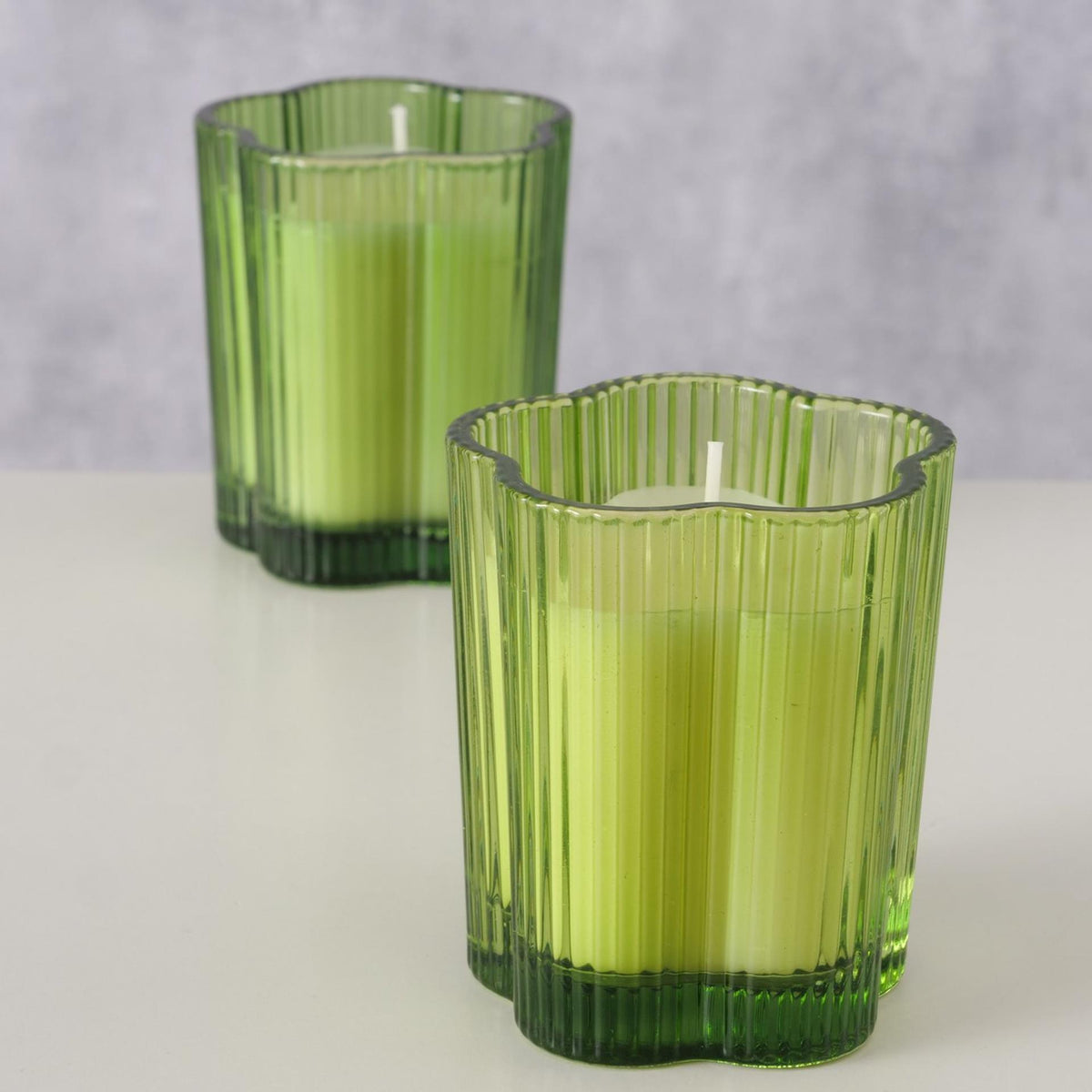 Boltze Home szklany słój na świecę w kształcie kwiatka fiona h 8,5 cm - gł. 7,4 cm