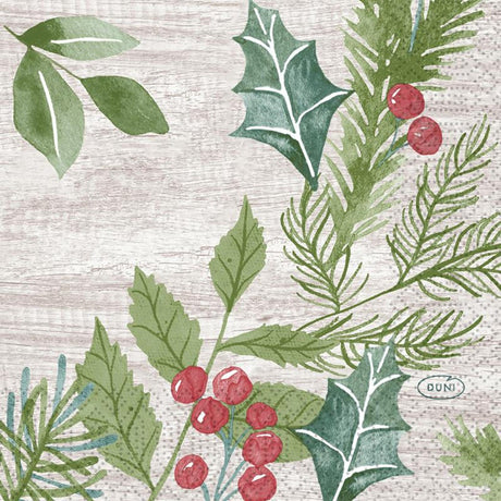 Serwetki Duni zimowa zieleń 24x24cm