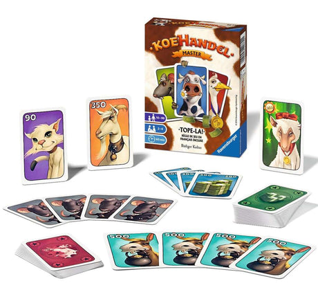 Ravensburger Cow Trade Master, gra karciana dla 2 do 6 skrupulatnych handlarzy krowami w wieku od 10 lat.
