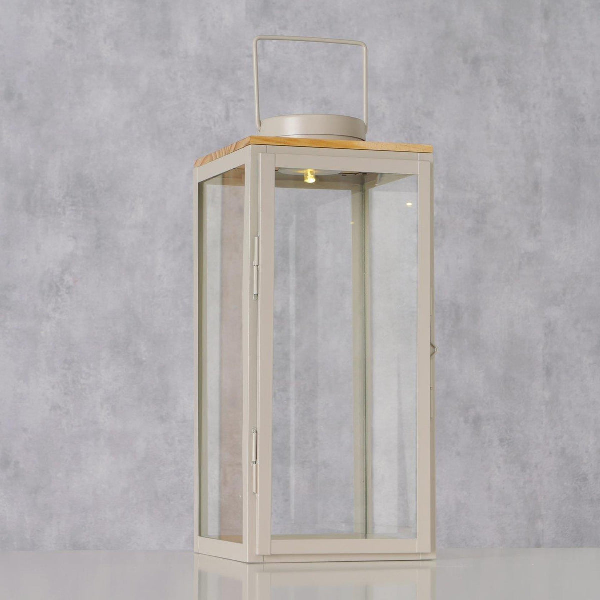 Boltze home led lantaarn kaeli met timer h40cm beige indoor op batterij (3xaaa)