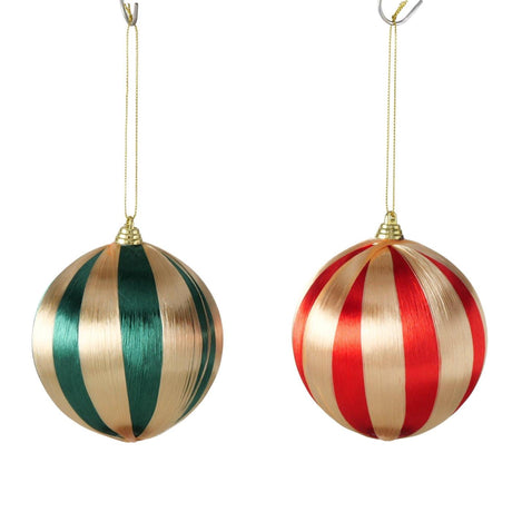 Boltze home kerstbal satino ø10cm polystyreen polyester goud groen rood 2 assorti
