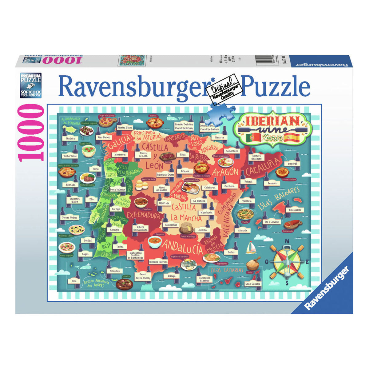 Puzzle Ravensburger mapa win iberyjskich, 1000 szt.
