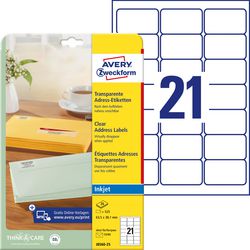 Etykiety transparentne do drukarek atramentowych Quickpeel j8560-25 63,5x38,1mm