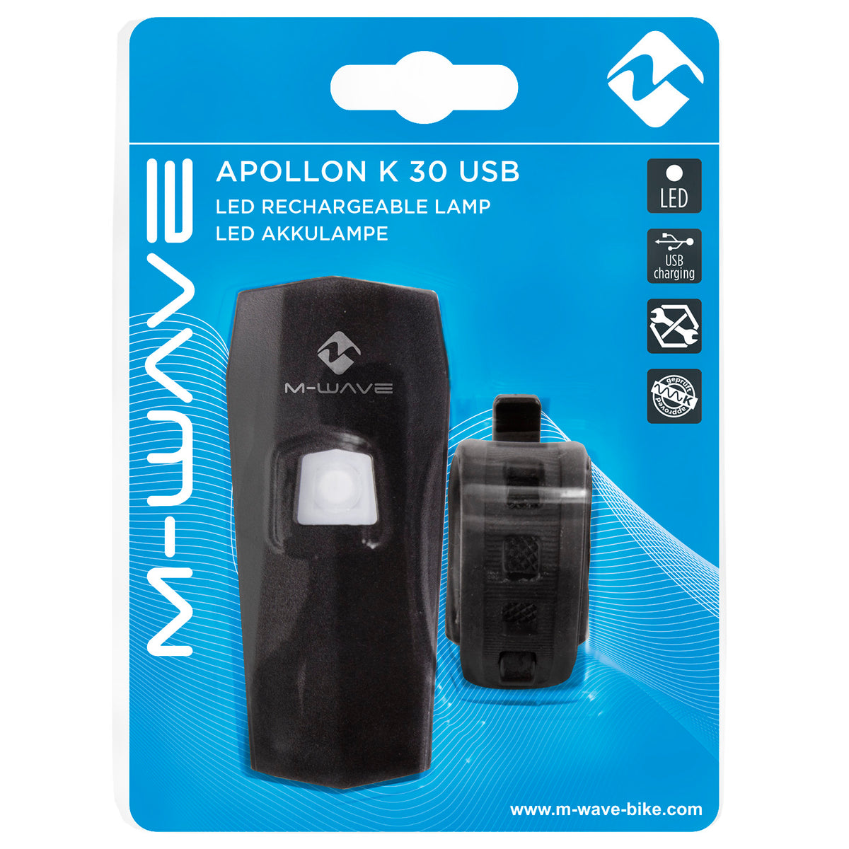 Przednia lampka akumulatorowa M-wave Apollon K 30 USB