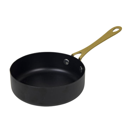 Gourmetten, mini rondelek czarny ze złotym uchwytem śr. 11x3,5cm