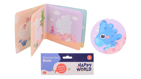 Johntoy Happy World odbarwiająca książeczka do kąpieli dinozaurów