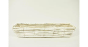 Mand rechthoek riet smal wit 41,5x9,5x8cm