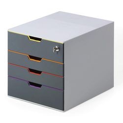 Komoda z trwałego, różnokolorowego plastiku 280x356x292mm 4 szuflady w kolorze szarym