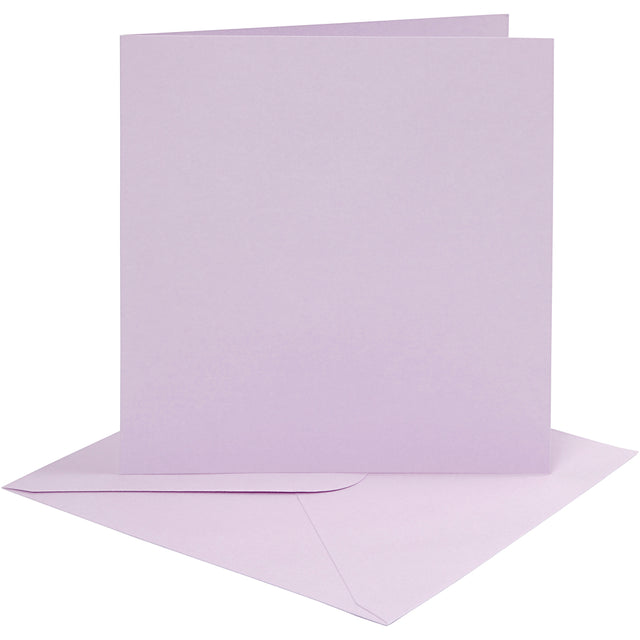Karty i koperty, format karty 15,2x15,2 cm, rozmiar koperty 16x16 cm, 210 g, jasnofioletowy, 4 kpl. 1 opakowanie