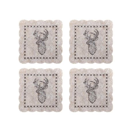 Svenska Living Coaster Renifer Filcowy beżowy zestaw 4 sztuk 10cm