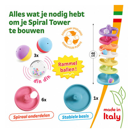 Tor marmurowy ze spiralną wieżą Quercetti + dźwięk, 10 elementów