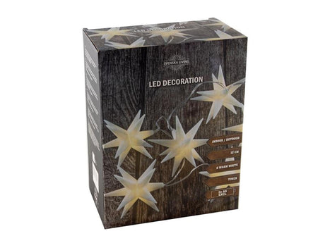 Svenska Living String Light Star White wykonany z tworzywa sztucznego 12 cm z 6 lampami LED o barwie ciepłej bieli i timerem działającym na 3xaa (nie dotyczy)