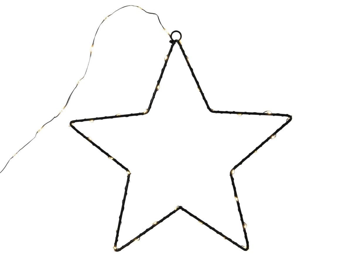 Svenska Living Star Metal Black 40cm 50 lamp ocieplanych ip44 b o z timerem 3xaa z podświetlanym kablem do zawieszenia