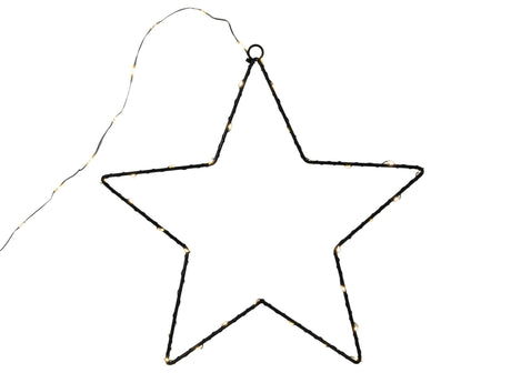 Svenska Living Star Metal Black 40cm 50 lamp ocieplanych ip44 b o z timerem 3xaa z podświetlanym kablem do zawieszenia