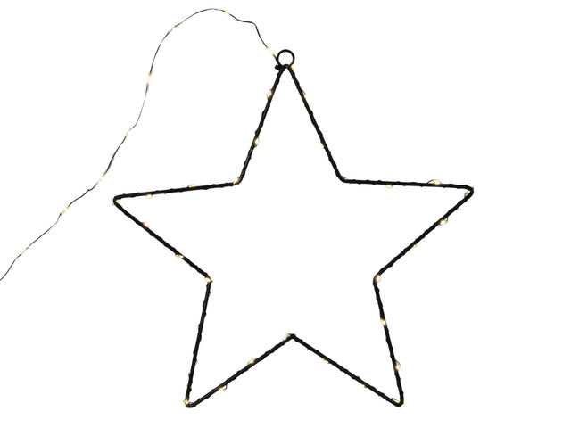 Svenska Living Star Metal Black 40cm 50 lamp ocieplanych ip44 b o z timerem 3xaa z podświetlanym kablem do zawieszenia