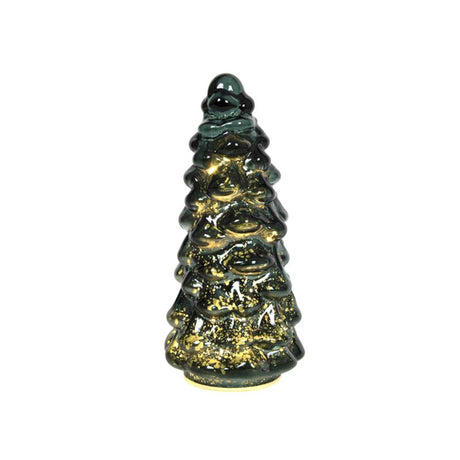 Svenska Living Choinka szklana reliefowa crackle led zielona d10xh20cm, 2xaaa (ekskluzywna)