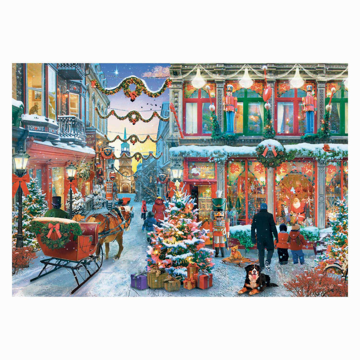 Puzzle Clementoni Świąteczne puzzle 500 elementów plakat ze śnieżną wioską.