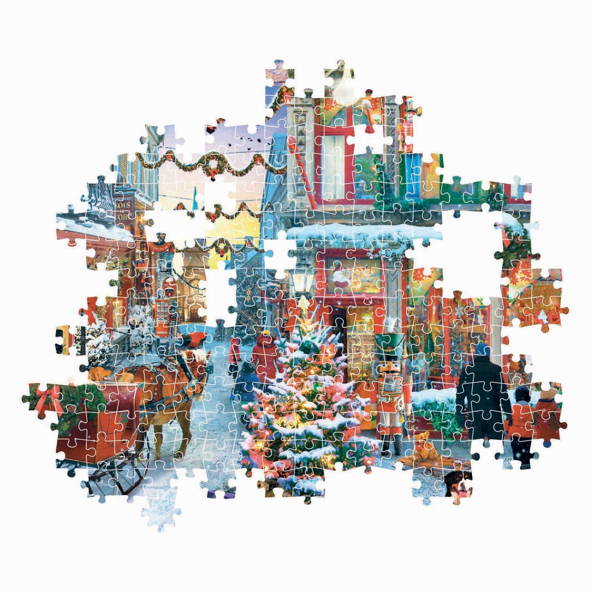Puzzle Clementoni Świąteczne puzzle 500 elementów plakat ze śnieżną wioską.