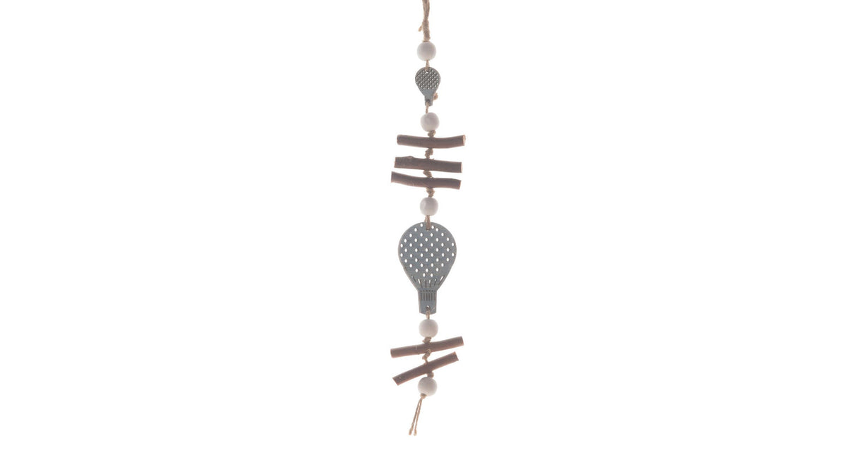 Wooden hanging balloon decoration 40cm light blue
