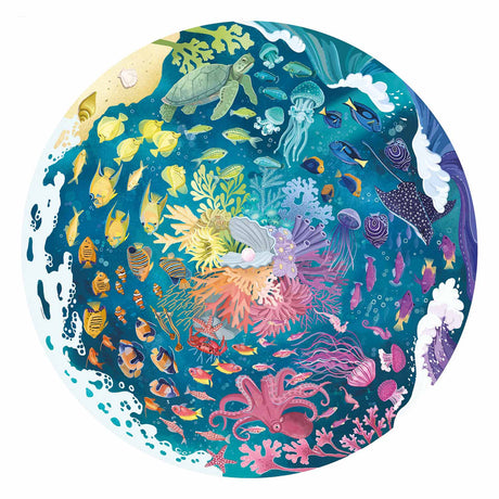 Okrągłe puzzle Ravensburger z kolorami oceanu i łodzi podwodnej - układanka - 500 elementów