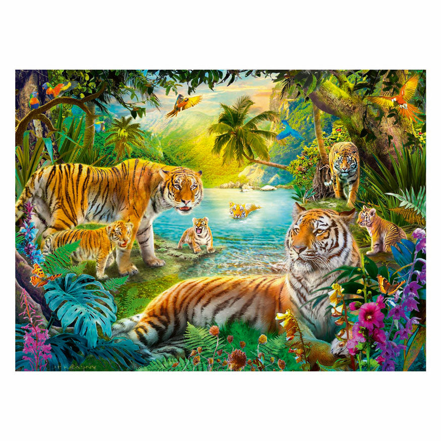 Puzzle Ravensburger Tygrysy w oazie - puzzle 500 elementów.