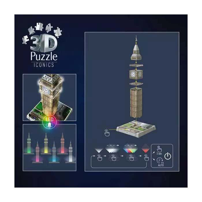 Puzzle 3d Ravensburger Icons Big Ben - ze światłem - 235 elementów.