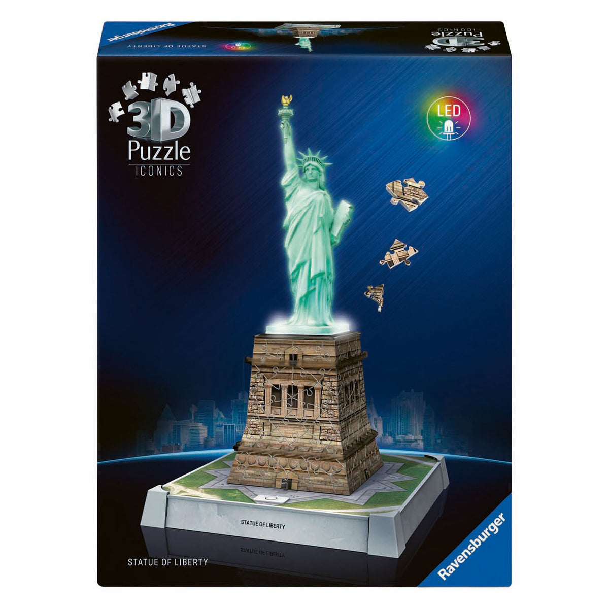 Puzzle 3D Ravensburger Ikony Statua Wolności - ze światłem - 128 elementów.