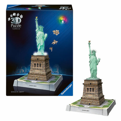 Puzzle 3D Ravensburger Ikony Statua Wolności - ze światłem - 128 elementów.