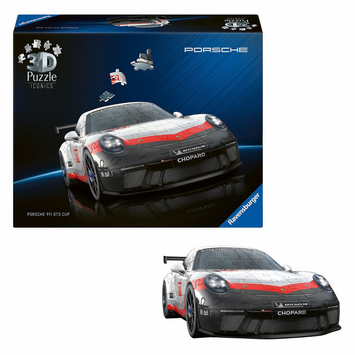 Puzzle 3D Ravensburger ikony Porsche 911 GT3 Cup - 154 elementy.