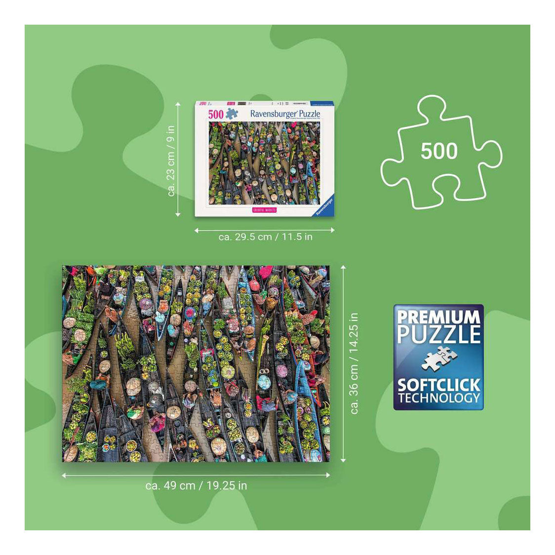 Ravensburger – pływający targ, Indonezja – układanka – 500 elementów