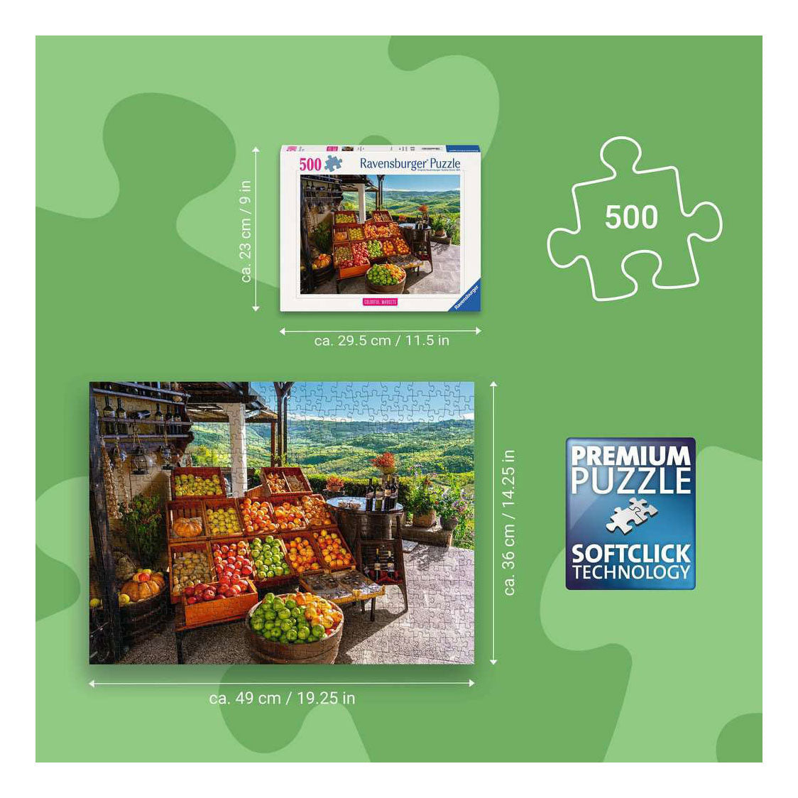 Ravensburger – targ owocowo-warzywny, Chorwacja – układanka – 500 elementów