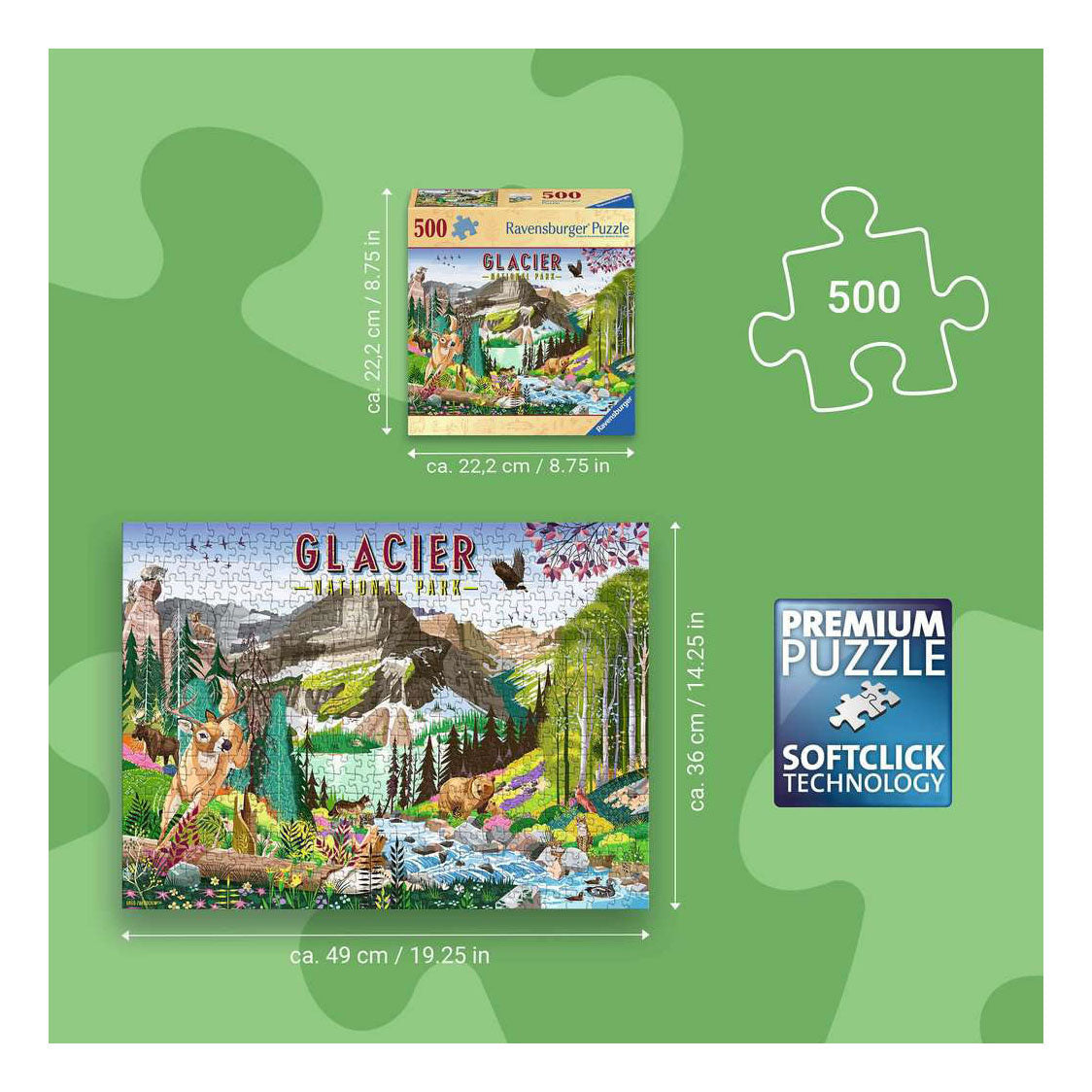 Ravensburger – Park Narodowy Lodowca – układanka – 500 elementów
