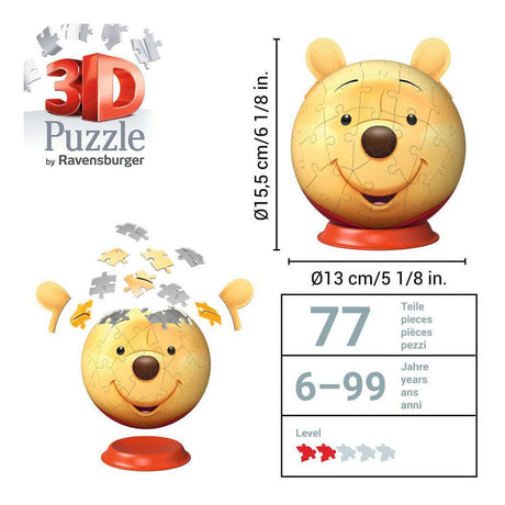 Ravensburger – Disney Kubuś Puchatek – Puzzle 3D z uszami – 77 elementów