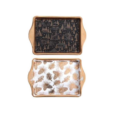 Taca kawowa Svenska Living 21x14x2cm czarne złoto i białe złoto 2 różne kolory