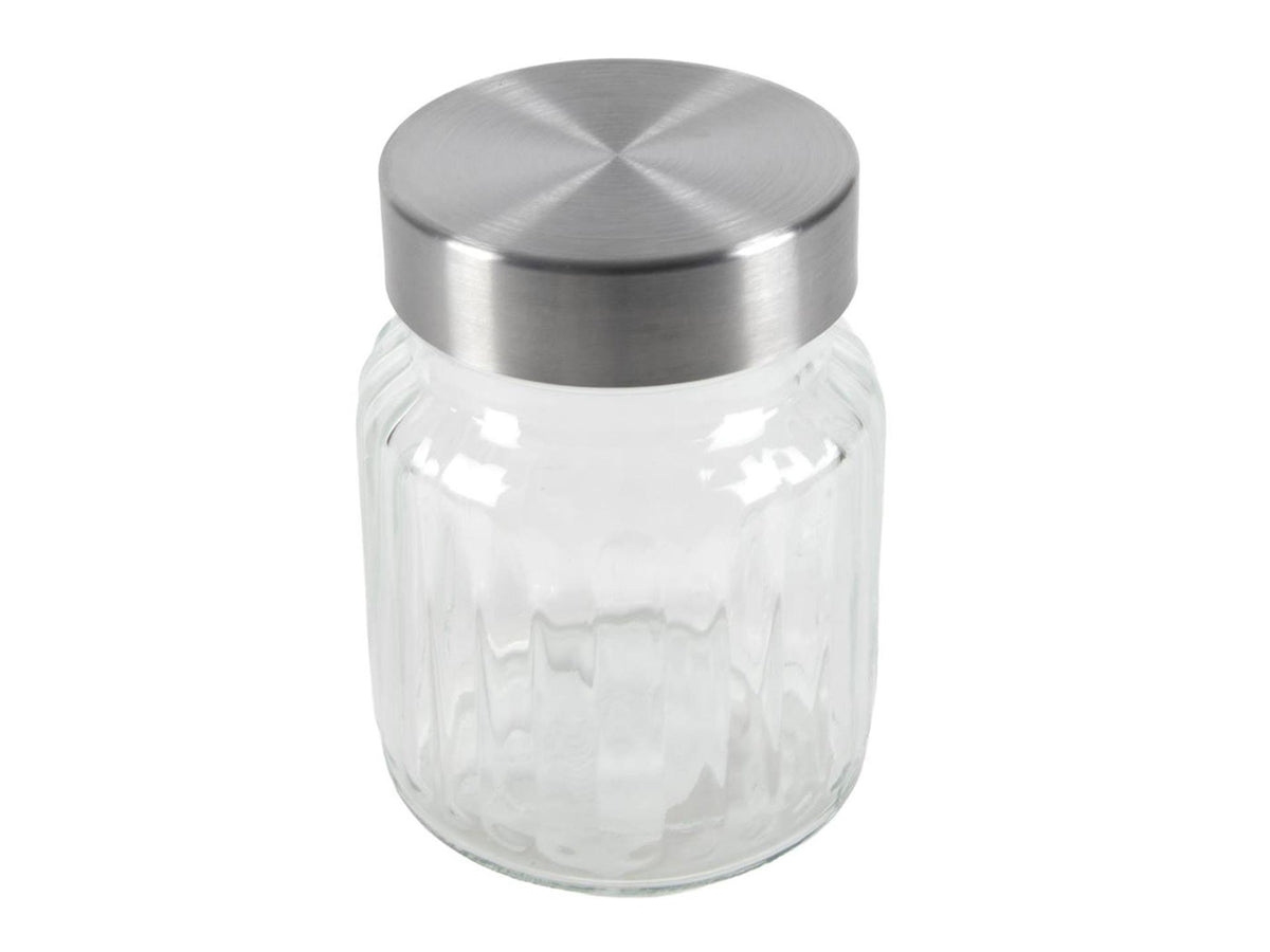Voorraadpot lines 300ml glas rvs ø8x10,5cm