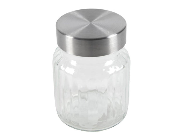 Voorraadpot lines 300ml glas rvs ø8x10,5cm