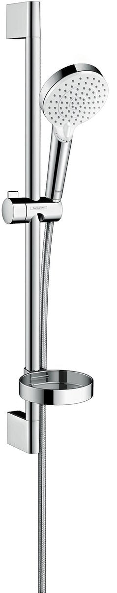 Zestaw prysznicowy Hansgrohe Crometta vario 65 cm - 2 rodzaje strumienia - z mydelniczką - biały chrom - średnica główki prysznicowej 100 mm