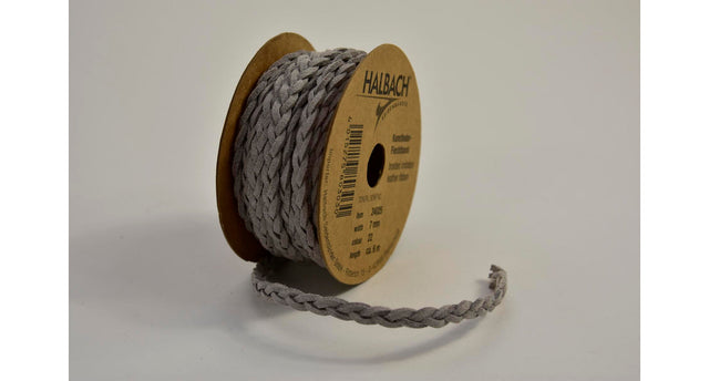 Kunstleer gevlochten 7 mm grijs