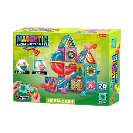 Zestaw magnetycznych torów marmurowych Toi-toys, kolorowe zabawki, 78 elementów.