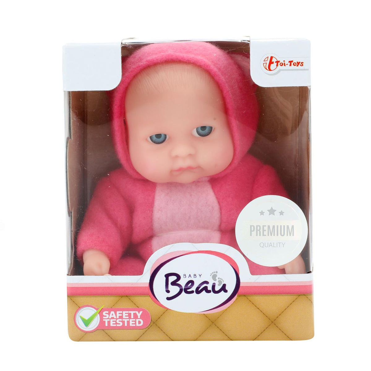 Lalka niemowlęca Toi-toys z zestawem ubranek 14 cm w kolorze jasnoróżowym