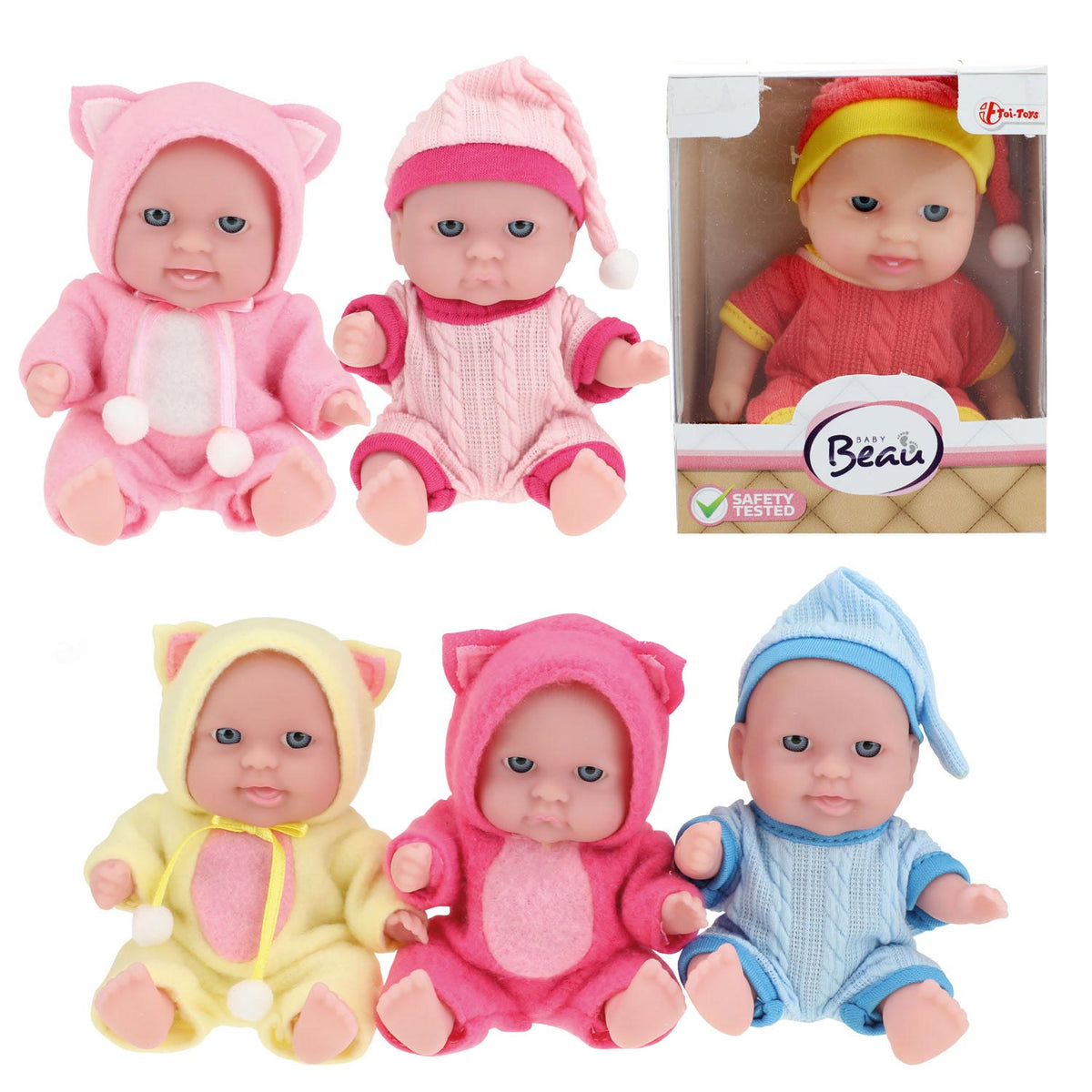 Lalka niemowlęca Toi-toys z zestawem ubranek 14 cm w kolorze jasnoróżowym