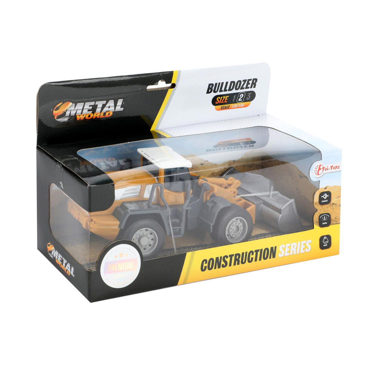 Toi-toys spychacz metalowy junior 1:55 stalowy żółtoszary