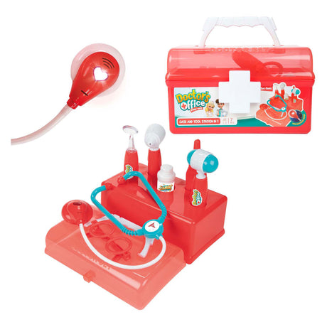 Torba lekarska Toi-toys czerwona z akcesoriami, 7 sztuk.