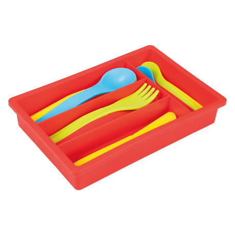 Zestaw sztućców do jedzenia Toi-toys z tacą, 16 sztuk.