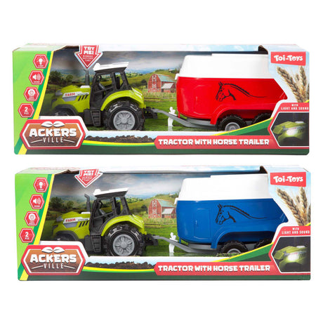 Toi-toys Ackers Ville traktor i przyczepa ze światłem i dźwiękiem, 10cm