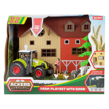 Toi-toys Ackers ville Farm ze światłem i dźwiękiem traktora, 12 elementów.